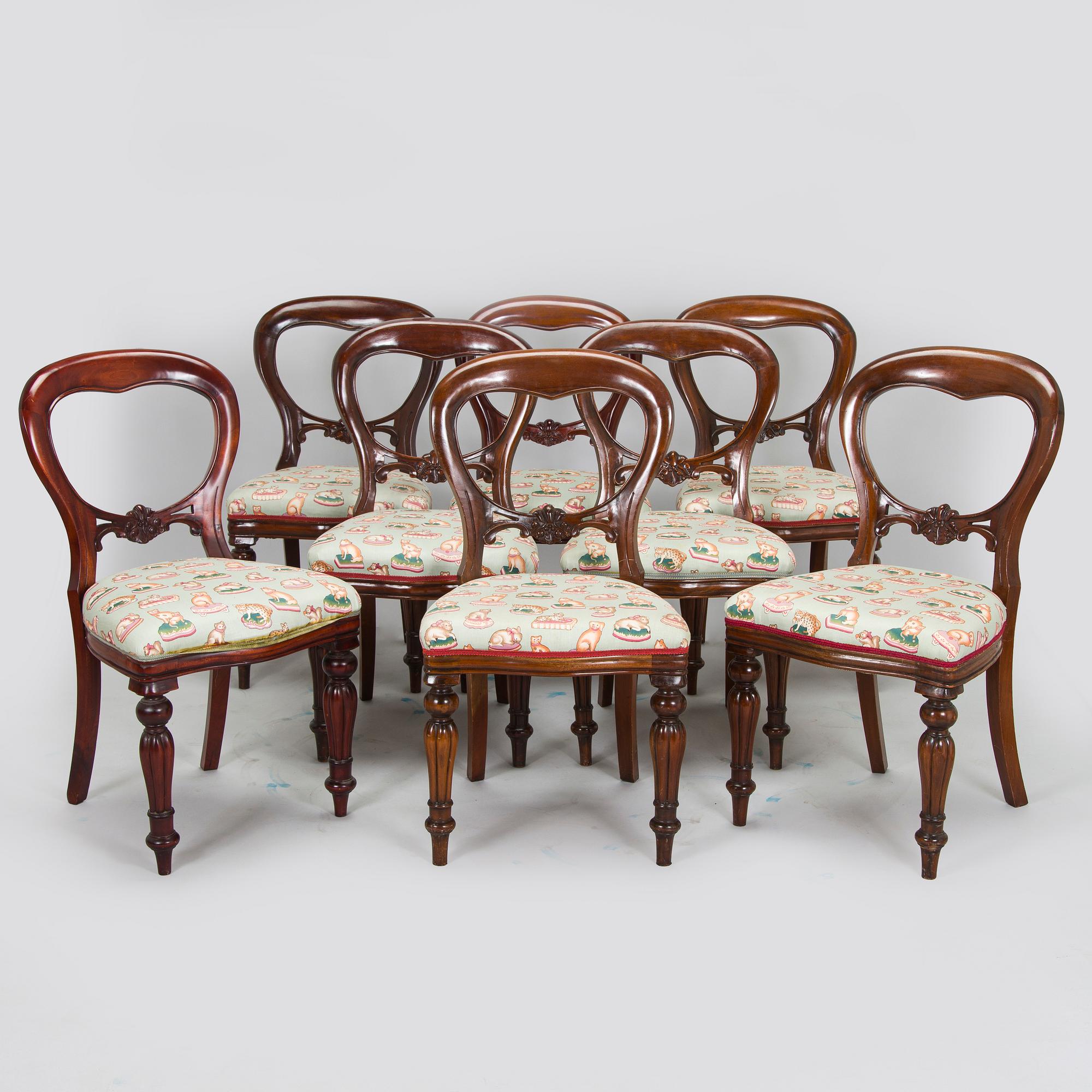 Matbord och stolar, 8 st, mahogny, regency-stil, 1900-talets slut.