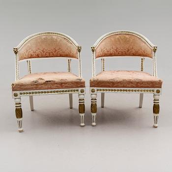BALJFÅTÖLJER, 1 par, sengustaviansk stil, 1900-talets början.