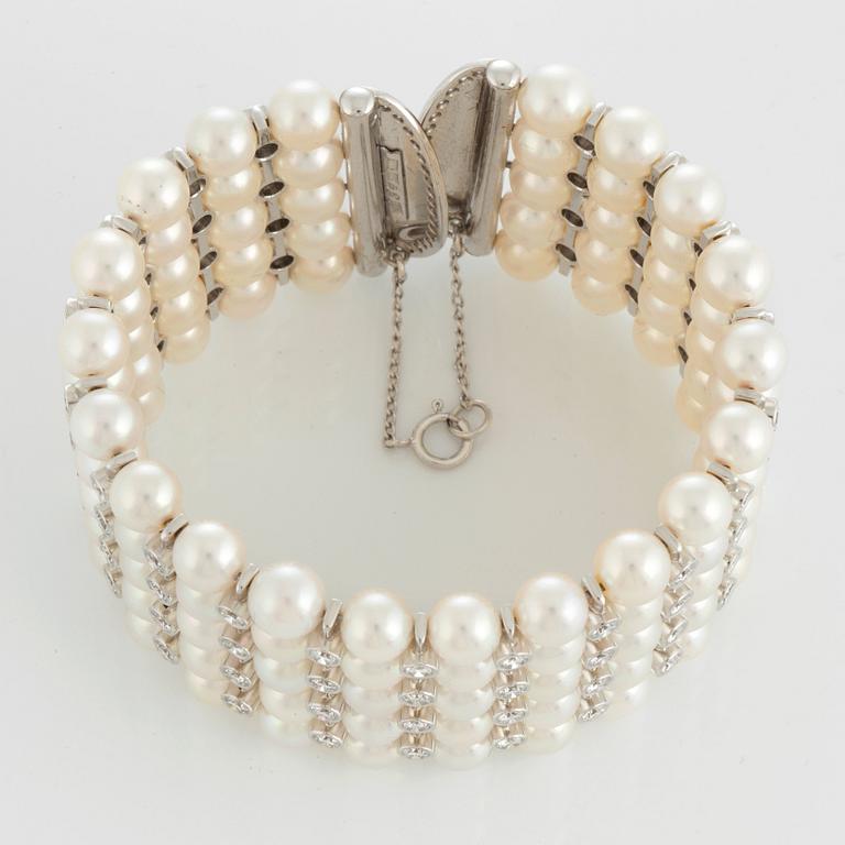 A WA Bolin cultured pearl choker and bracelet.