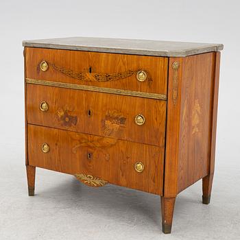 A Gustavian marquetry and gilt-brass mounted commode, late 18th century.