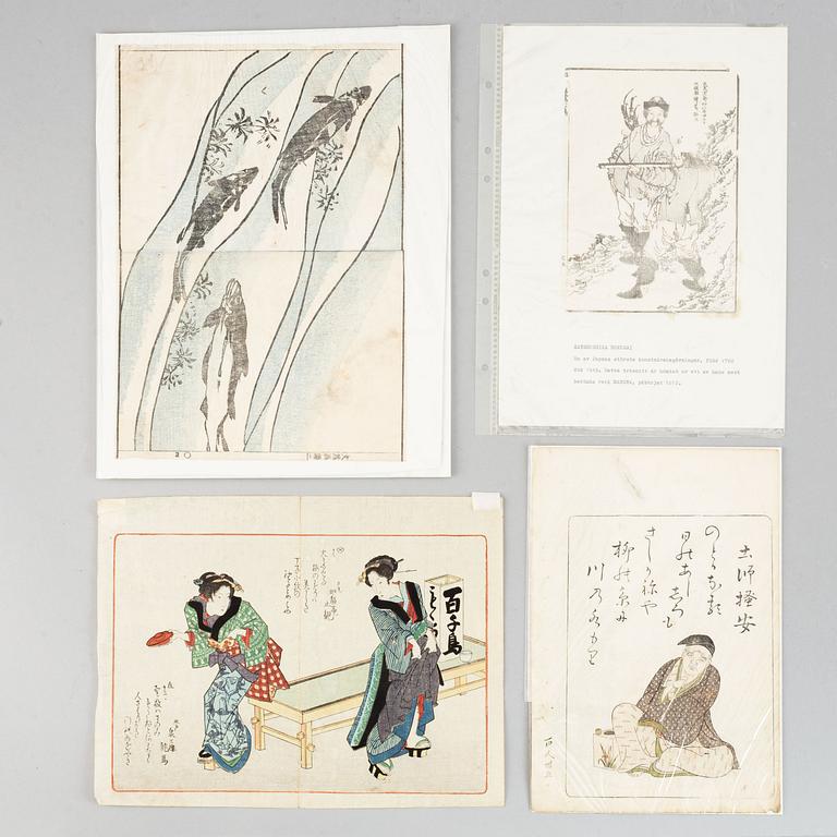 Six Japanese album sheets, 19th century.