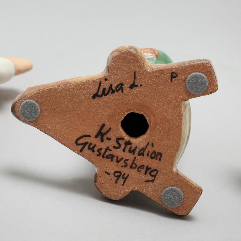 Four figurines by Lisa Larson, stoneware, Gustavsberg, K-Studio, end of the 20th century.