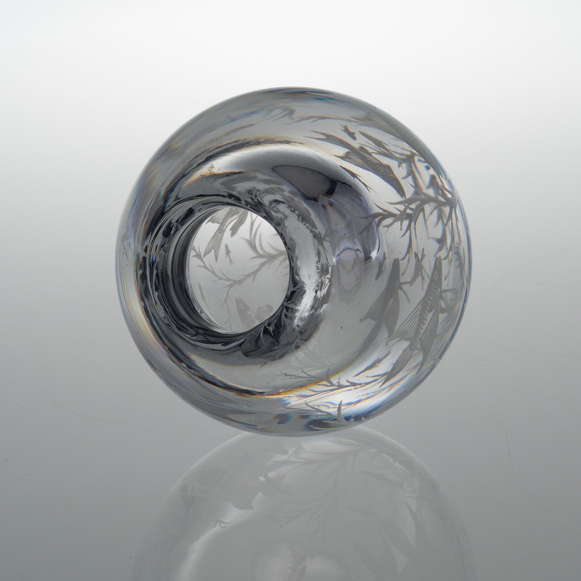 EDWARD HALD, VASE, glass, signed Orrefors Graal Nr 1550 Edward Hald.