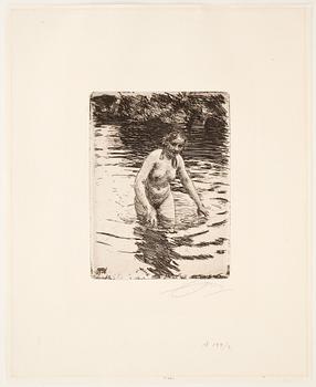 Anders Zorn · ANDERS ZORN, etsning utförd 1906, signerad med blyerts.