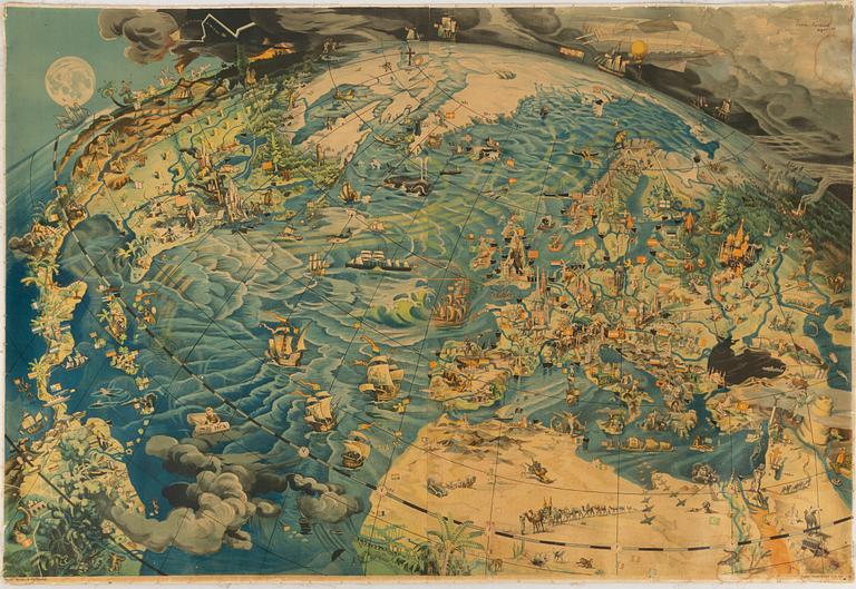 Oliver Neerland, världskarta, 1935.