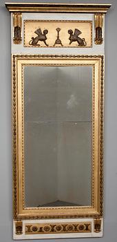 SPEGEL, förgylld samt bronserad, sengustaviansk stil, 1800-talets senare hälft.