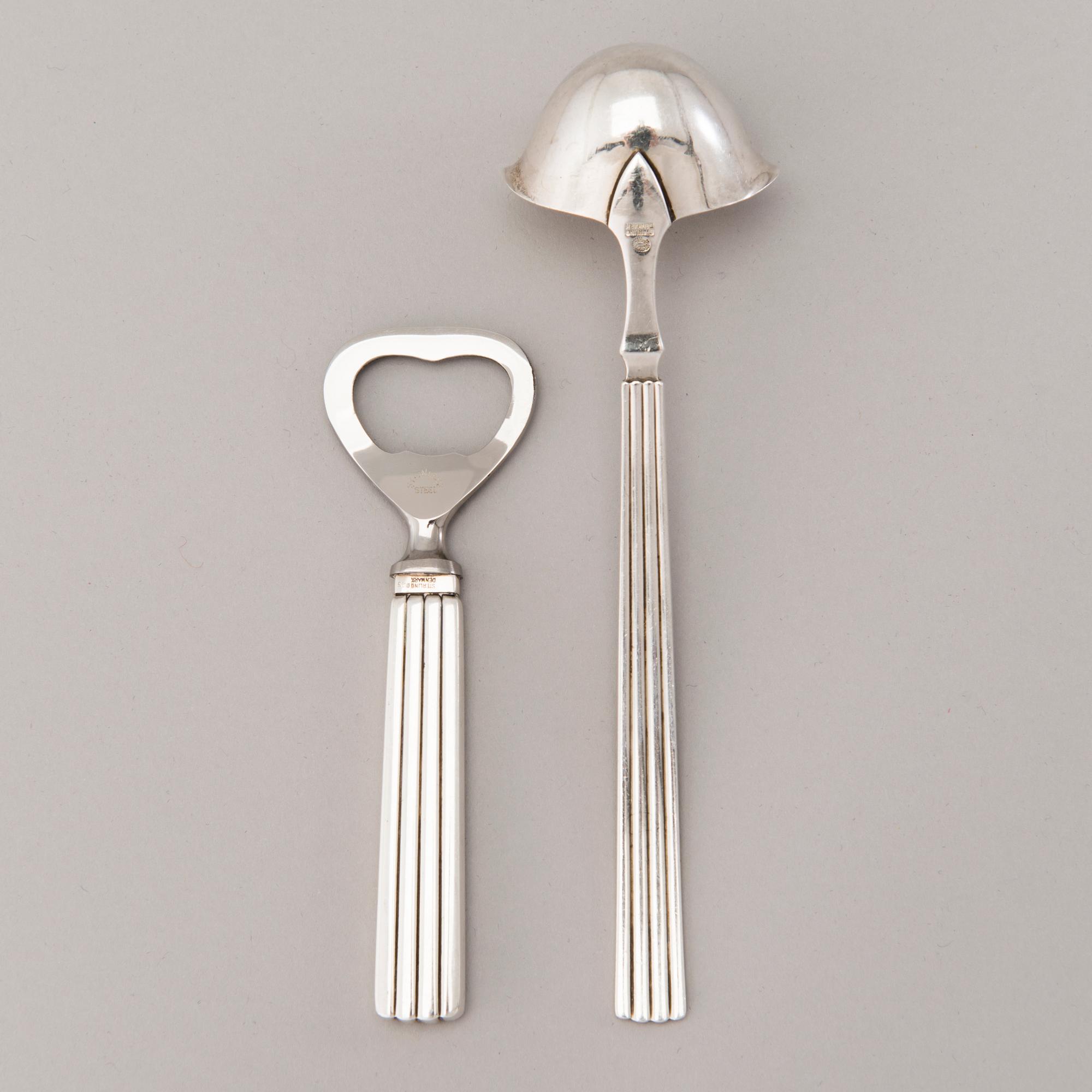 A 106 PIECE SILVER 'Bernadotte' cutlery set for George Jensen Denmark 1945-1977.