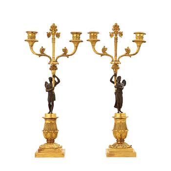 503. A pair of Empire early 19th century two-light candelabra.