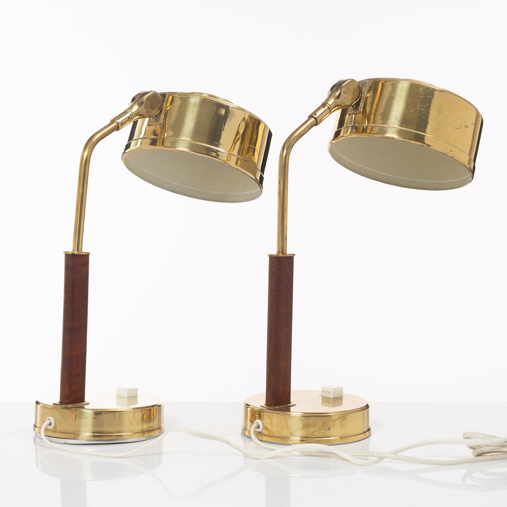 The Johansson Brothers Autometall, table lamps, a pair, Skellefteå, 1960s.
