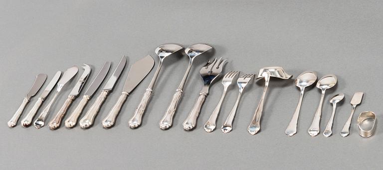 An 83-piece set of 'Chippendale' silver cutlery, Finnish and Swedish hallmarks, 1956-2004.