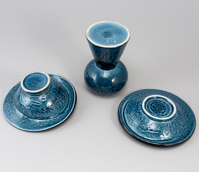 VILHELM BJERKE PETERSEN three pieces, Rörstrand.