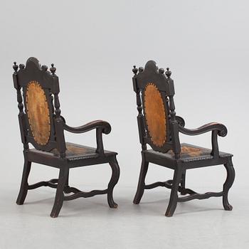 A pair of baroque style armchairs, Filip Pettersson Rytterna 1920´s.