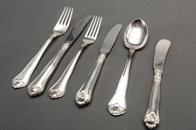 COHR, a part silver cutlery, Denmark, mid 20th century (52 pieces) + 6 pieces bl.a. MEMA, 1990-2000's. Weight 2900 gram.