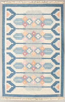 Ingegerd Silow,  signed flat weave carpet approx 238x168 cm.