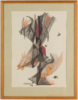 SIRI RATHSMAN, mixed media, signed and dated 1967.