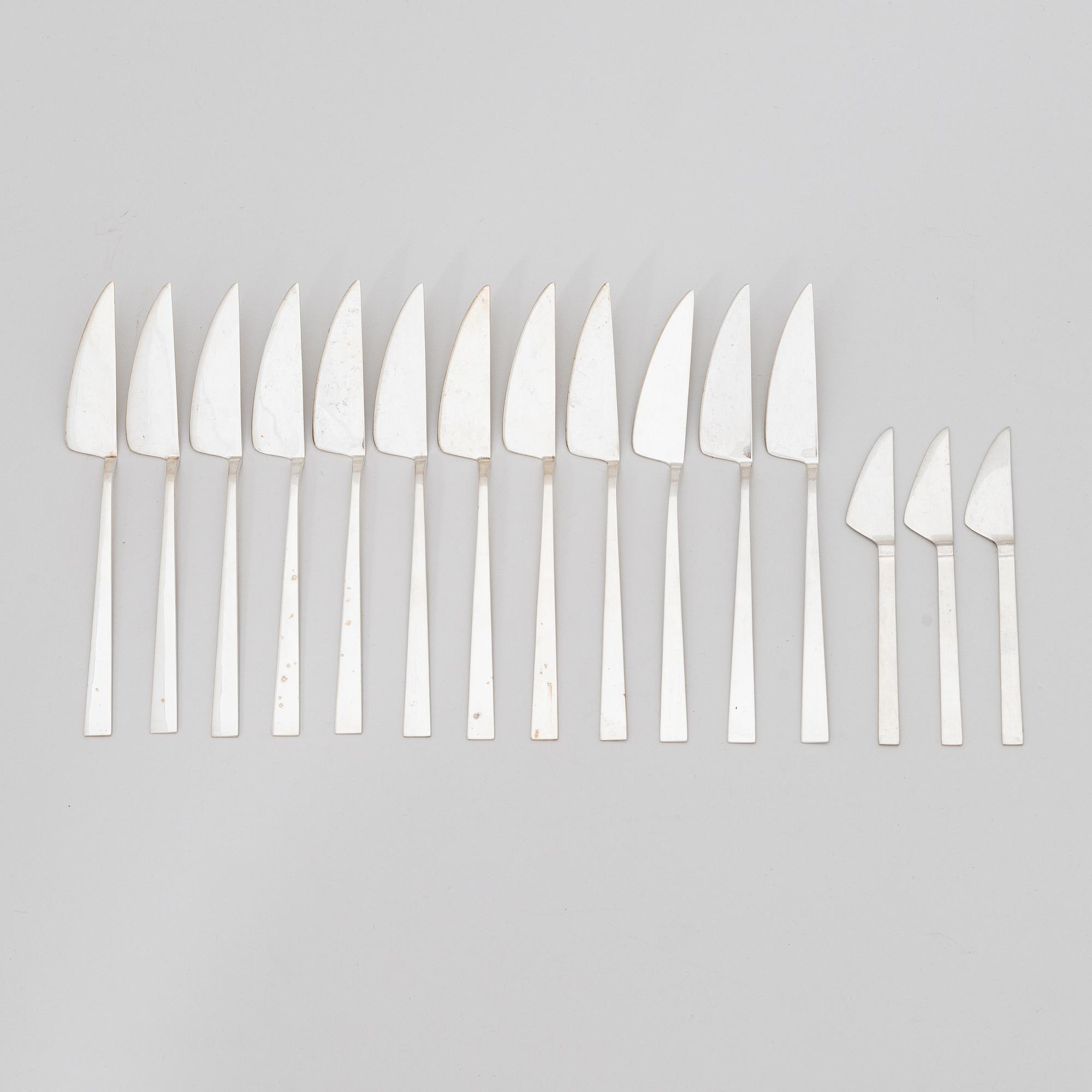 Bertel Gardberg, a 110-piece set of "Birgitta" silver cutlery, marked BG, Hopeatehdas oy, Helsinki 1956-65.