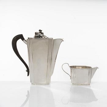 Coffee pot and cream jug sterling silver, Nils Reibing, Stockholm 1952.