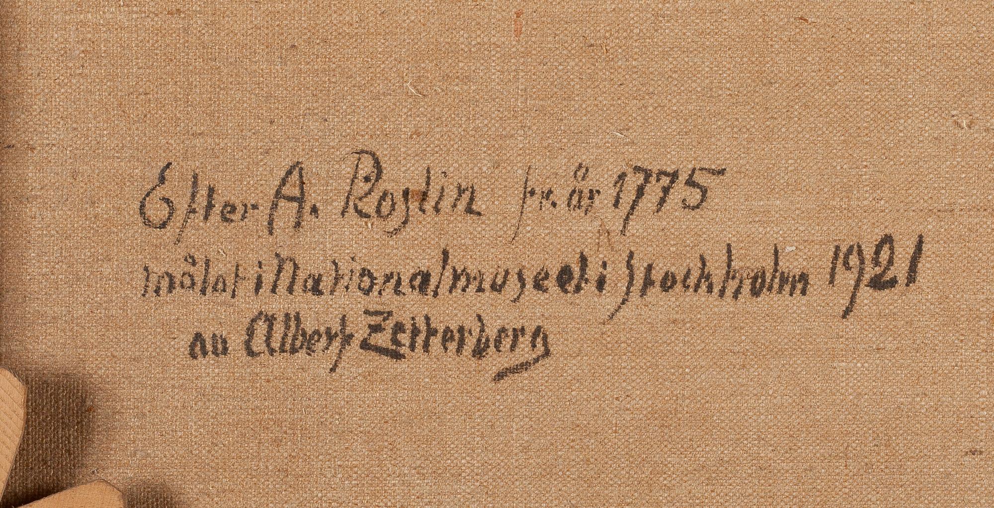 Albert Zetterberg, copy after Alexander Roslin, oil on canvas, marked verso.