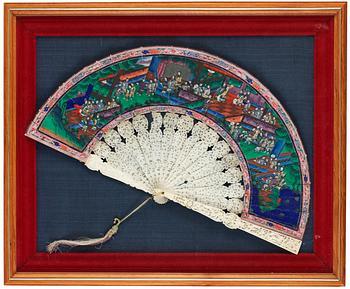 1532. A watercolour on paper fan, Qing dynasty, 19th Century.