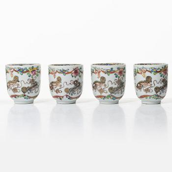 A group lot of 11 Chinese cups, Qing dynasty, Qianlong (1736-95).