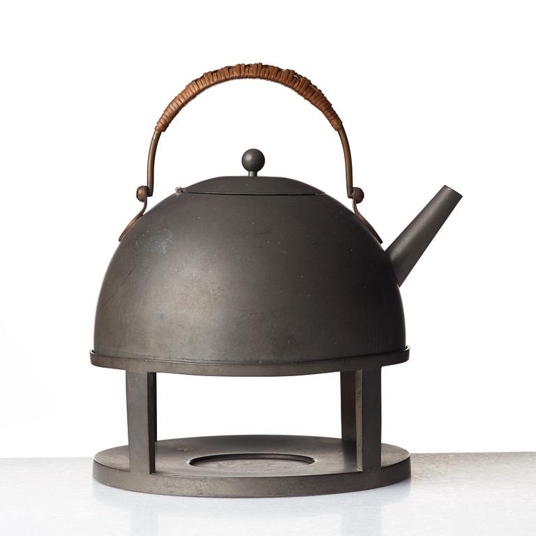 Nils Fougstedt, a pewter teapot with rechaud, Firma Svenskt Tenn, Stockholm 1929.