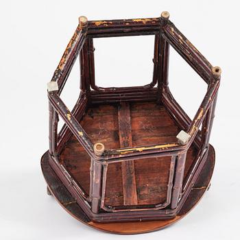 A Chinese bamboo horseshoeback armchair, late Qing dynasty.