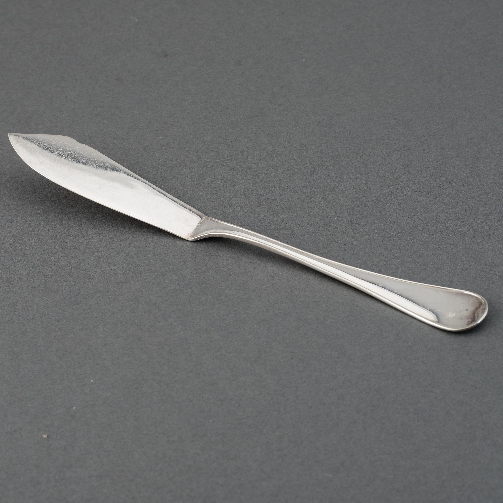 FISKBESTICK, CG Hallberg, silver, 12 delar.