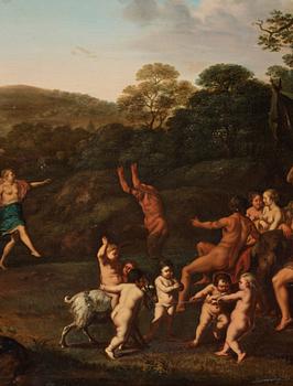 Daniel Vertangen Attributed to, Fauns, Bacchants and Silenus in a landscape.