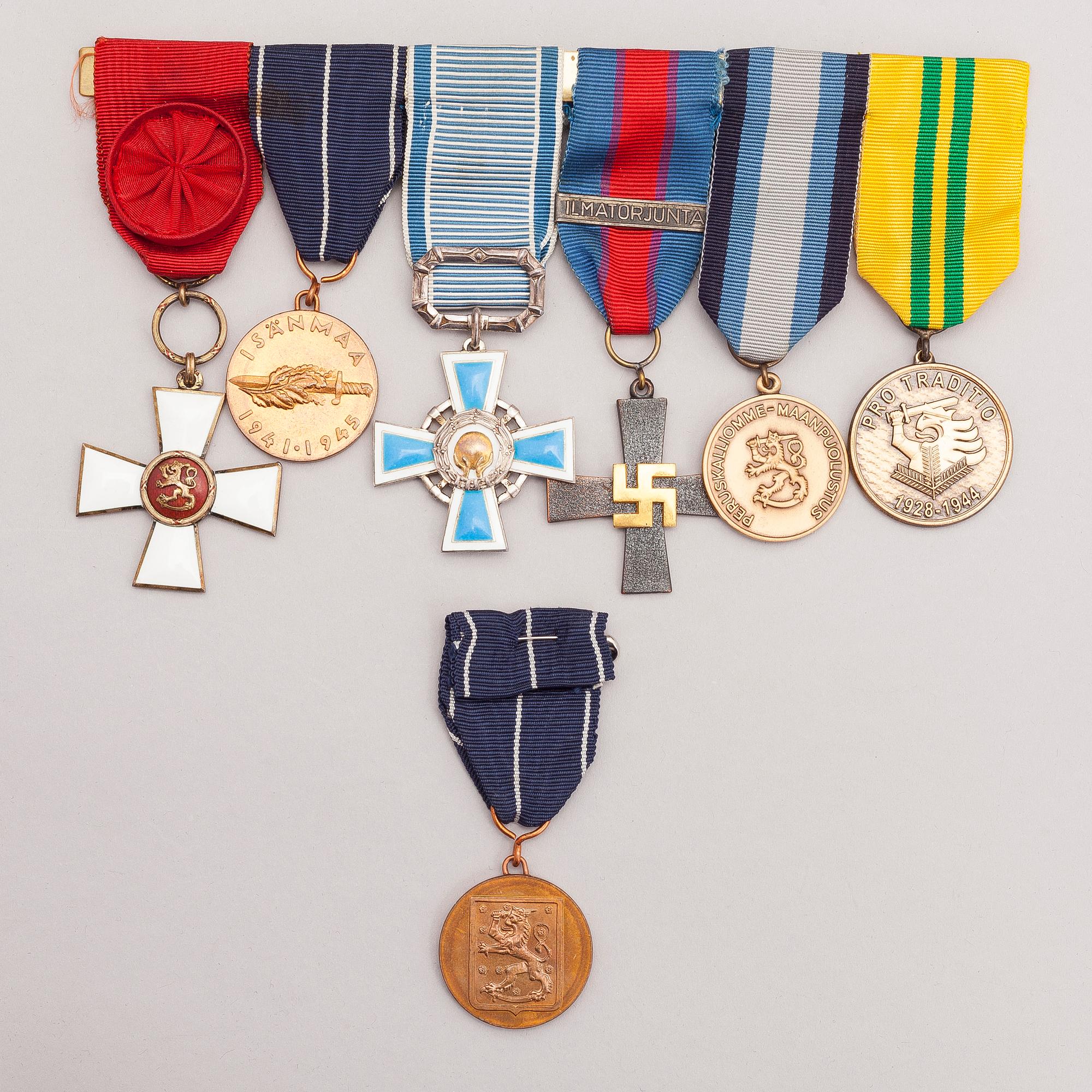 A set of six medals, Finland 20th century.
