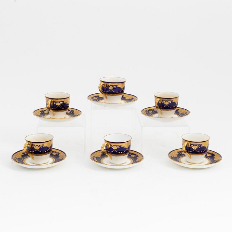 Moccaservis, 6 delar, porslin, Minton, England, 1891-1912.