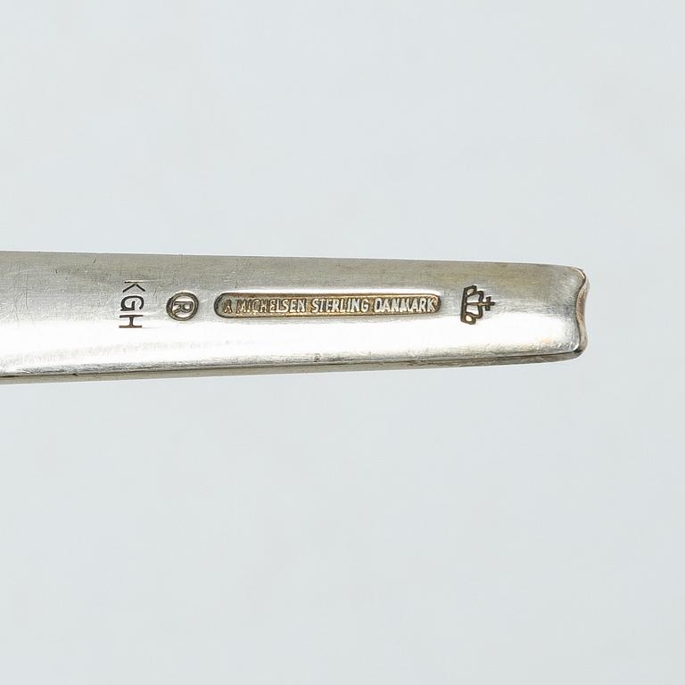 Anton Michelsen, Annual/Christmas flatware, 6 pieces, gilt sterling silver and enamel, Denmark, 1950s.