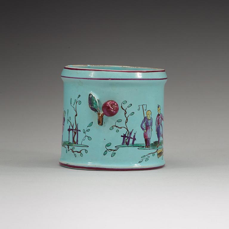 A German faience flower pot, presumably Kiel, 1758-87.