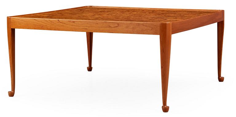 A Josef Frank mahogany and elm burr top sofa table by Svenskt Tenn.