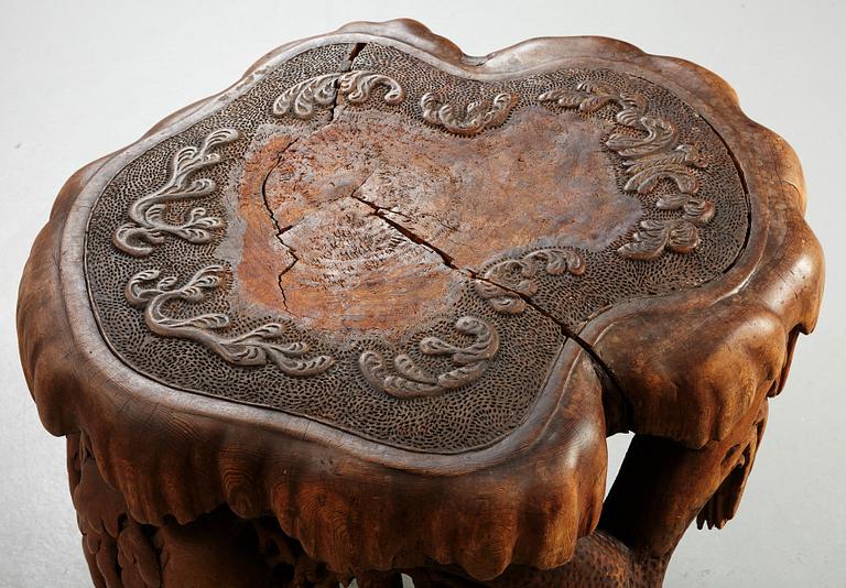Knut Fjaestad, A Knut Fjaestad Art Nouveau sculptured pine table, Sweden ca 1900.