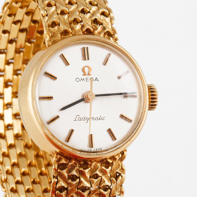 ARMBANDSUR, dam, guld, "Ladymatic" Omega. Total vikt 39 g.