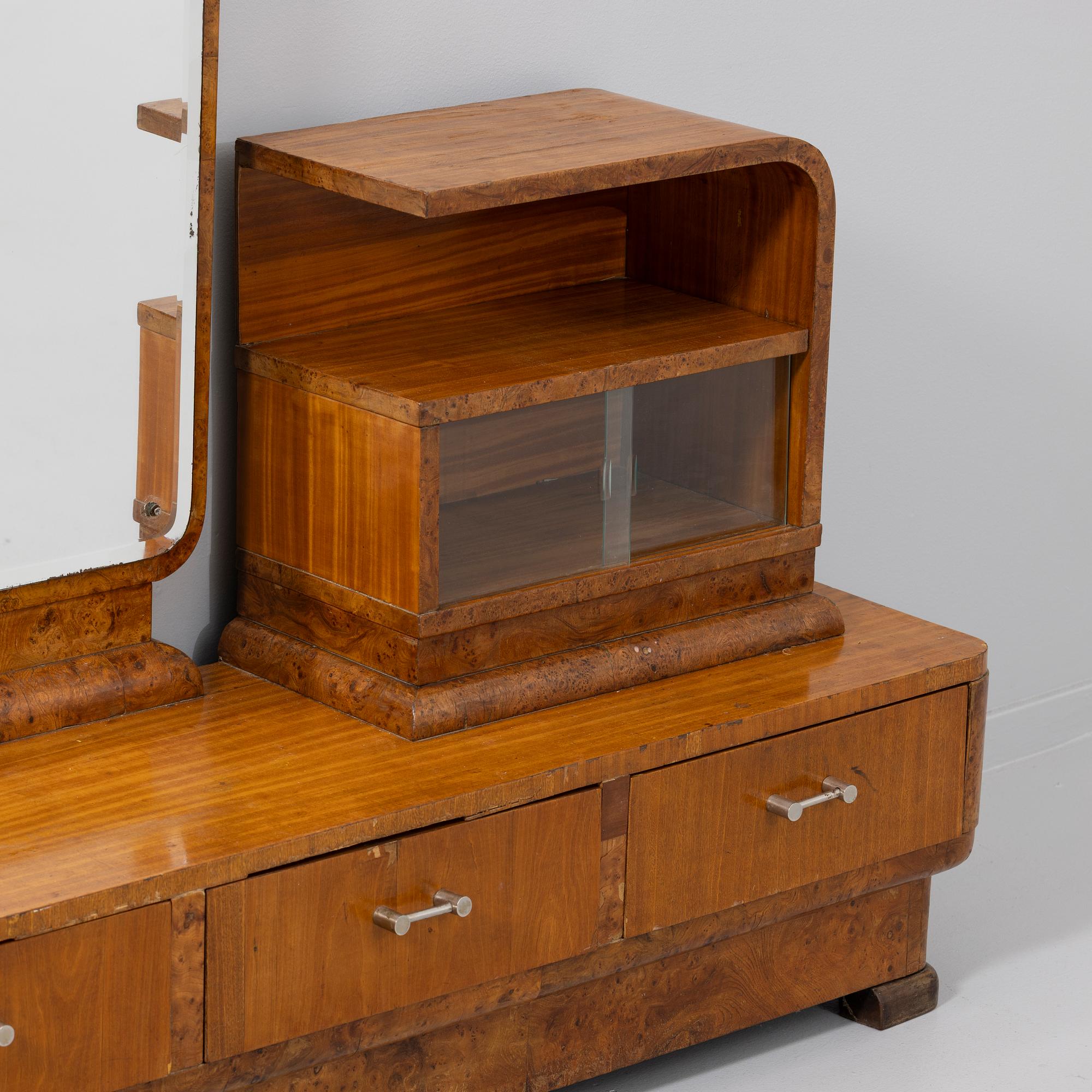 Hall furniture with mirror, Art Deco, first half of the 20th century.