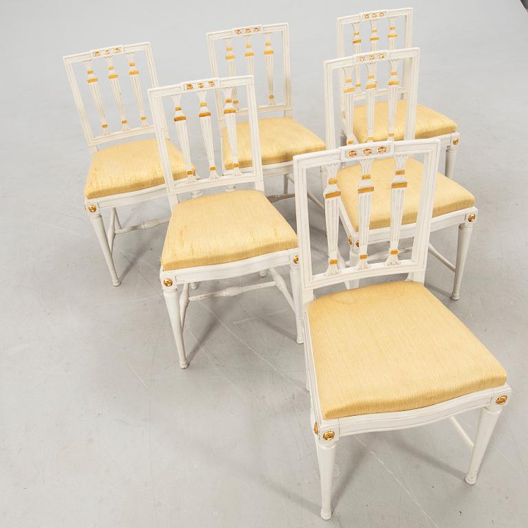 Chairs, 6 pcs., Late Gustavian Lindome works from the early 19th century.