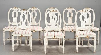 STOLAR, 8 st, gustaviansk stil. omkring 1900.