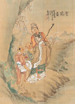 Unidentified artist, five Chinese paintings, watercolour on paper, 20th century.