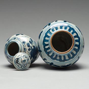 Two blue and white jars, Ming dynasty, 16th Century.