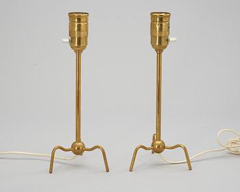 A pair of Josef Frank brass table lamps by Svenskt Tenn, probably 1940's.