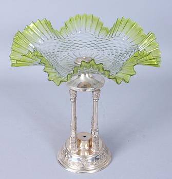 UPPSATSSKÅL, glas samt nyilver.