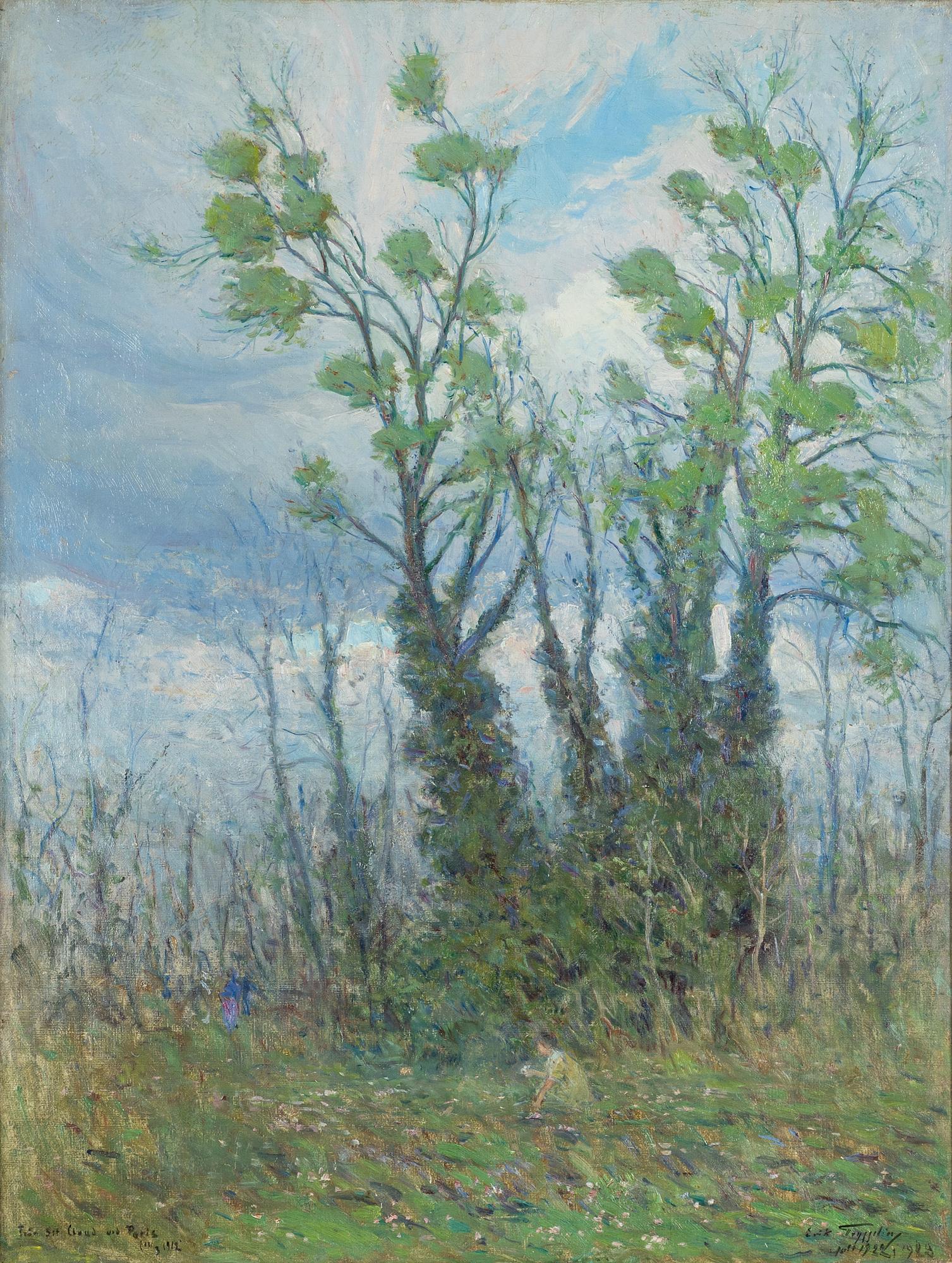 Erik Tryggelin, Blomsterplockande kvinna på äng, S:t Cloud Paris.