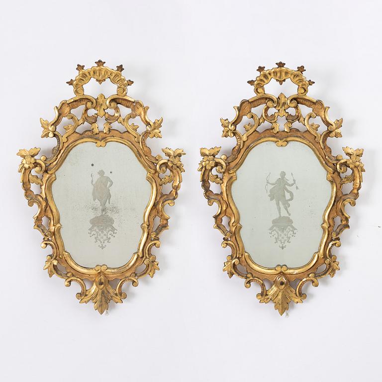 Spegellampetter /speglar, ett par, Spanien, 1800-tal.