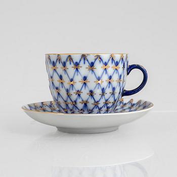 A 32-piece 'Cobalt Net' porcelain coffee service, Lomonosov, Soviet Union.