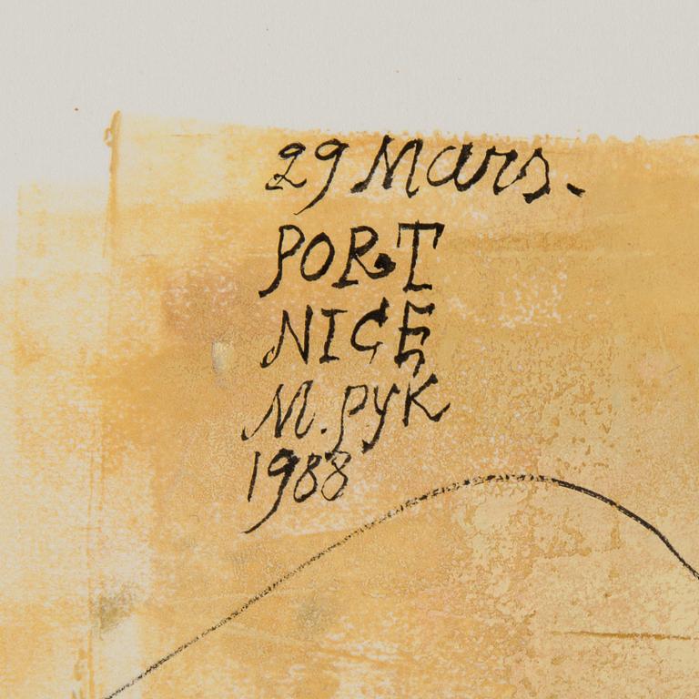 MADELEINE PYK, blandteknik på papper, signerad och daterad 1988.
