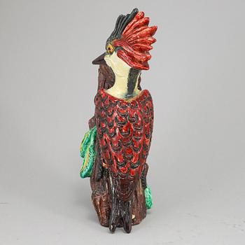 GUNNAR NYLUND, a stoneware sculpture of a woodpecker, Rörstrand, Sweden 1930-40's.