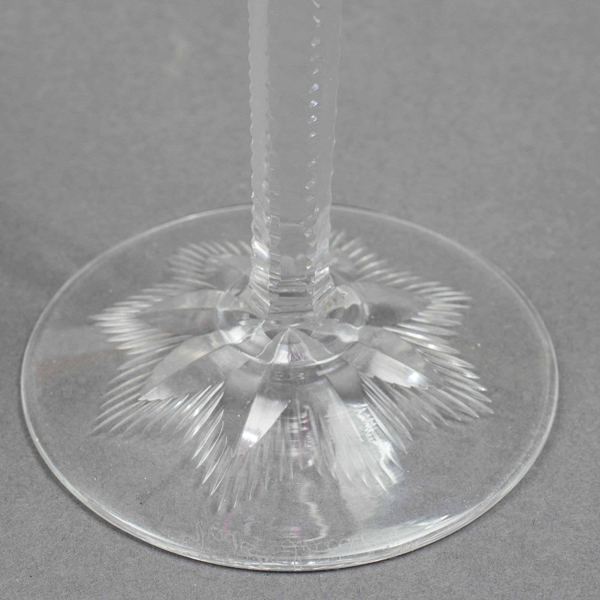 Eleven wine glasses, Bohemian style, 20th Century.