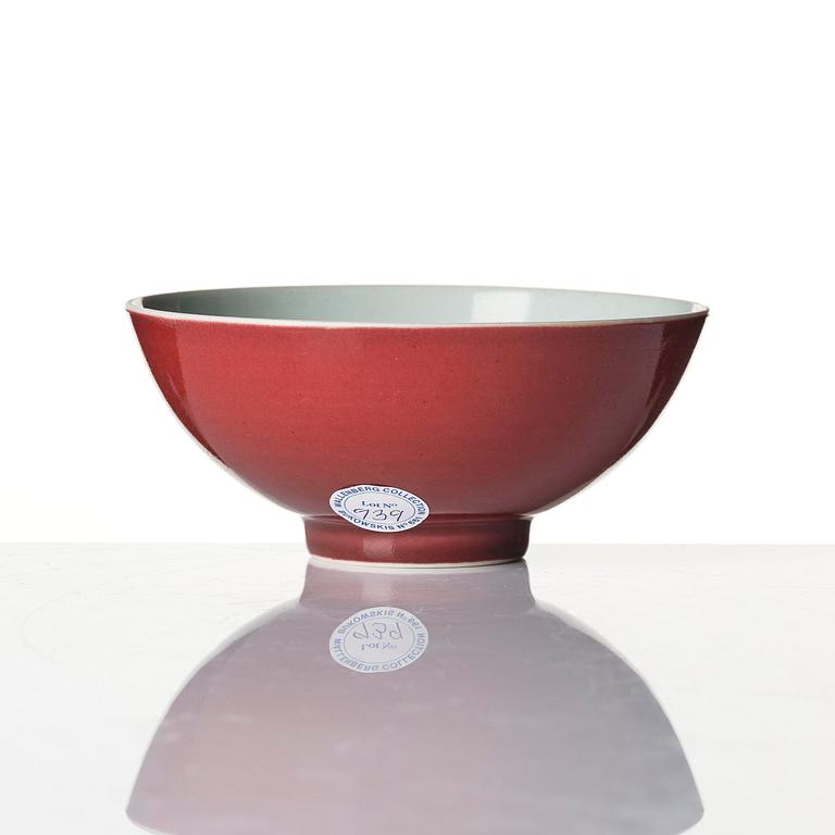 An copper-red glazed bowl, Qing dynasty, Yongzheng mark and of the period (1723-35).
