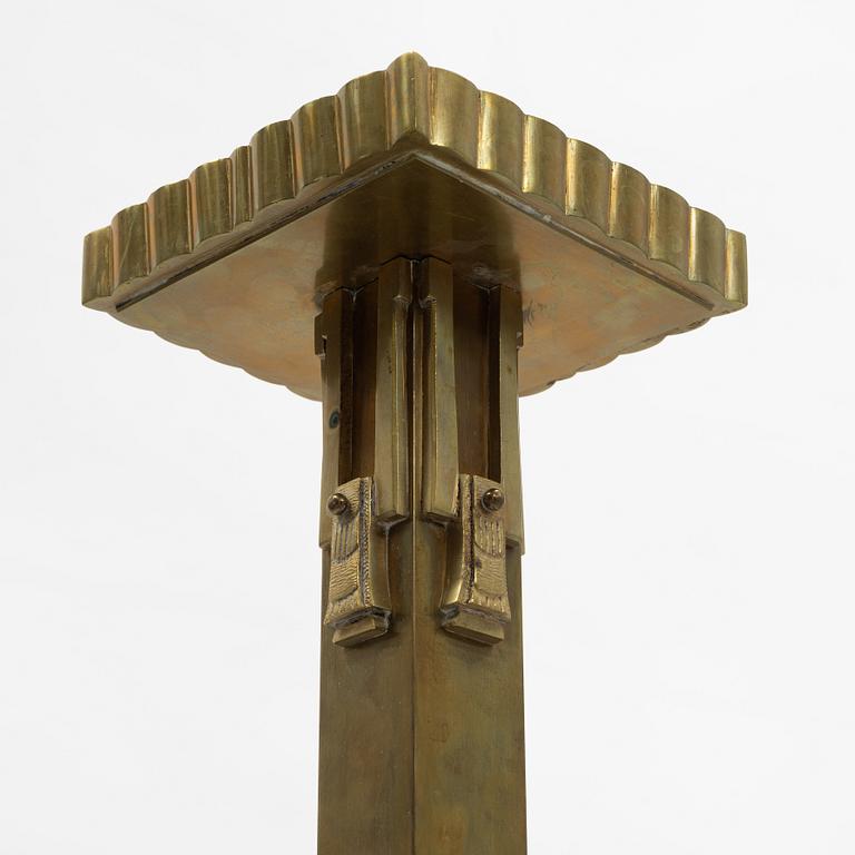 A brass and glass Art Deco ceiling light, probably France, first half of the 20th Century.